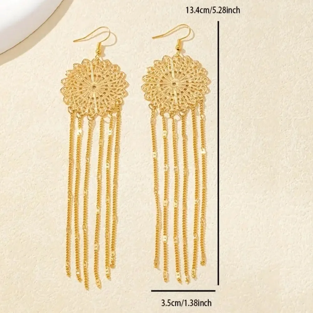Boho Tassel Dangle Earrings – Golden Sparkle, Party & Gift Ready Lucky earrings